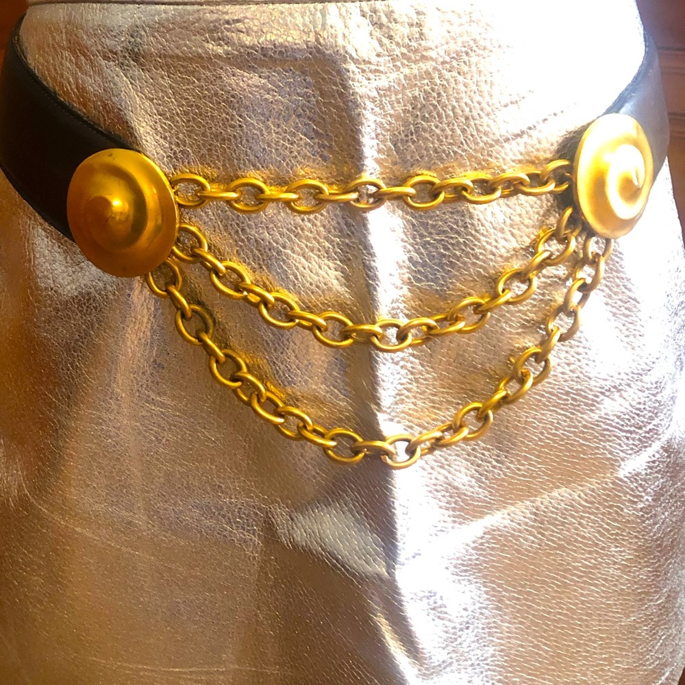 Robert Lee Morris Gold and Brown Leather Belt